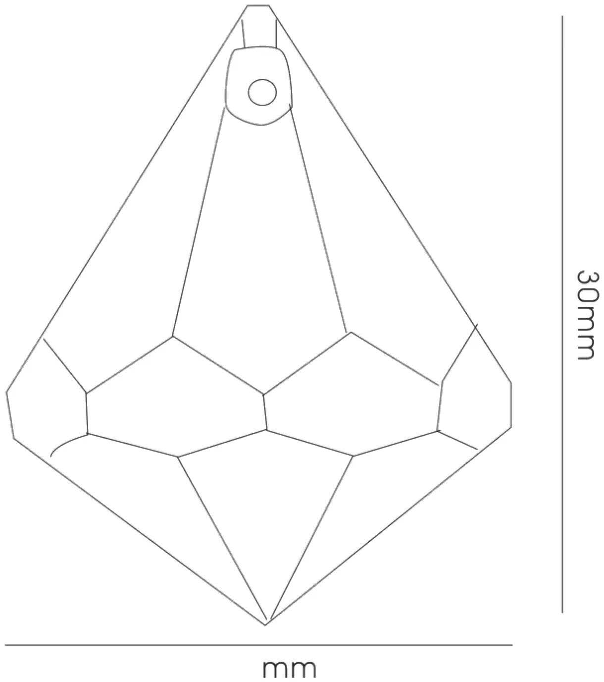 Crystal Pyramid Without Ring 30mm C70101  Diyas Crystal Droplet